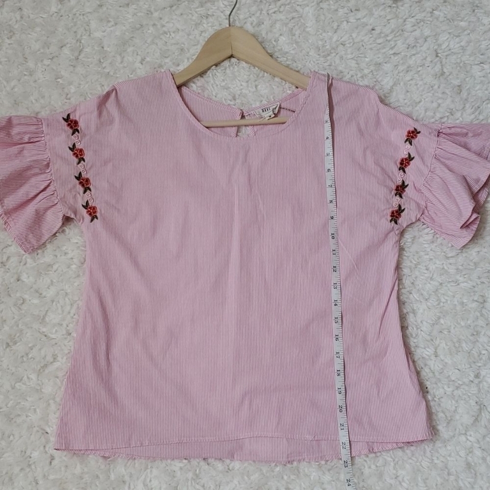 Pink Ruffle Sleeve Embroidered Top - Picture 6 of 8